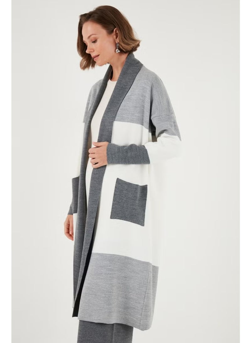 Lela Modest Color Block Long Knitted Cardigan Women's Cardigan 4616172 - Image 4